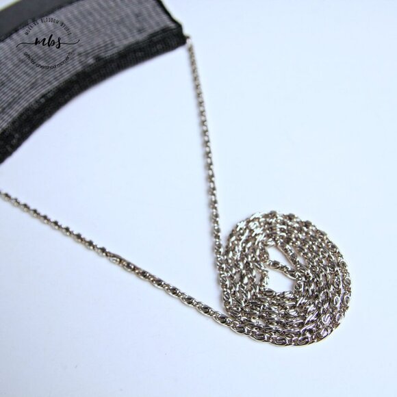 Vintage Beaded Silver Chain Strap Magnetic Closure Mini Shoulder Bag Clutch - Picture 9 of 12